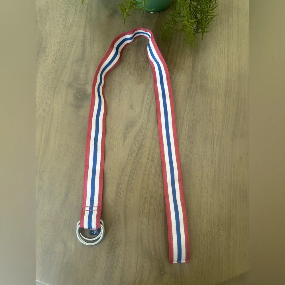 Vineyard Vines Boys Edgartown Stripe D-Ring Mariner L Belt - USA Patriotic 🇺🇸